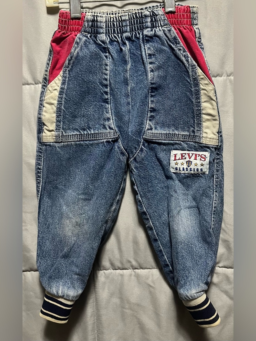 Vintage 90s Little Levi’s Baseball Jeans 4T Made in USA Color Block Denim
